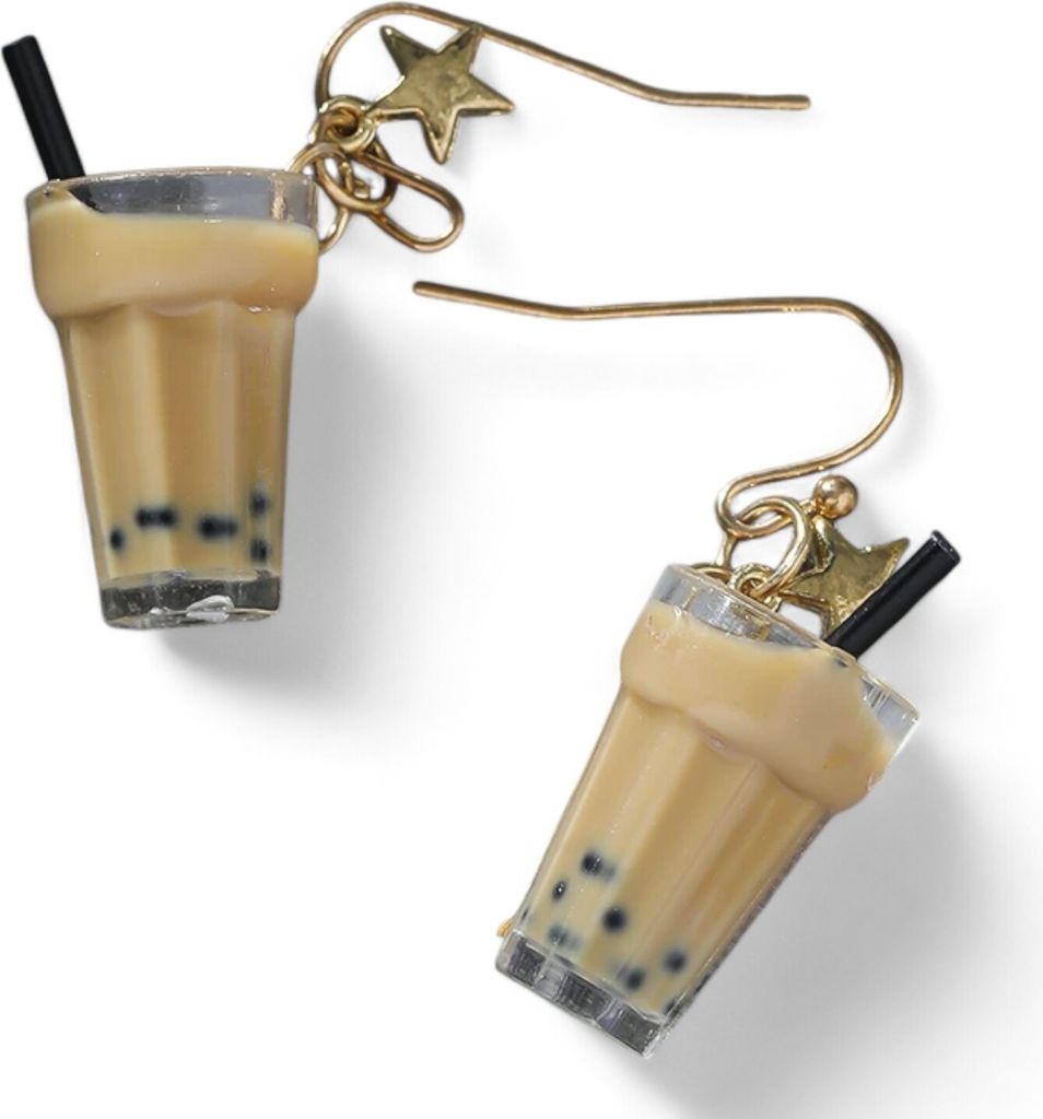 Lustige Bubble Tea Ohrringe. Kaffee Ohrhaken.