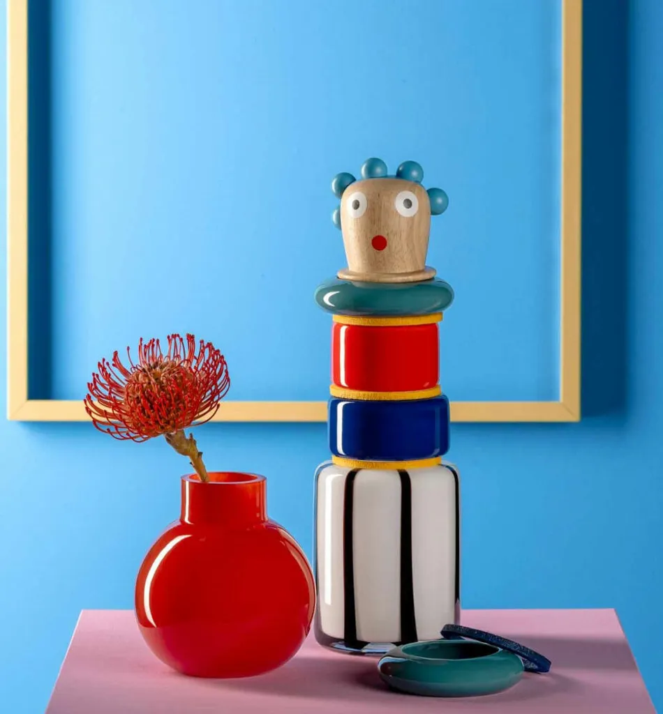 Vase en verre multicolore 37cm Leonardo Buoni Amici design moderne - 4