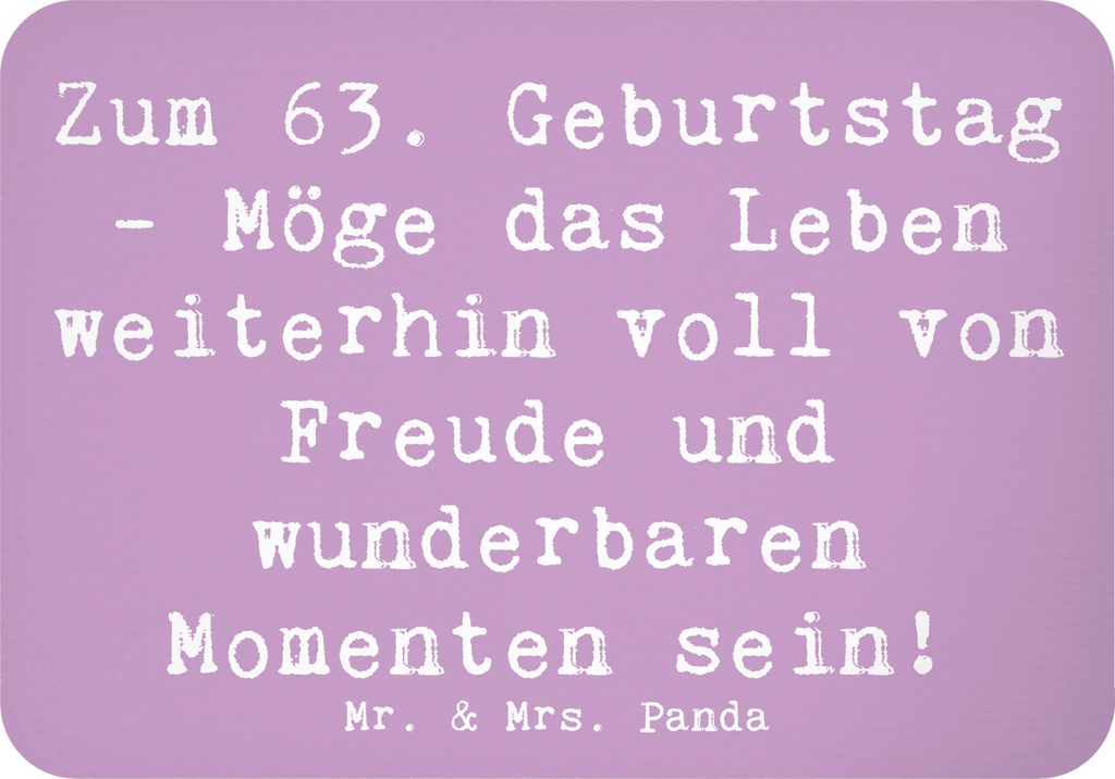 Mr. & Mrs. Panda Kühlschrankmagnet Spruch 63. Geburtstag Freude - Lavendeltraum - Geschenk, Alter, handgefertigte Geschenke, persönliche Aufmerks...