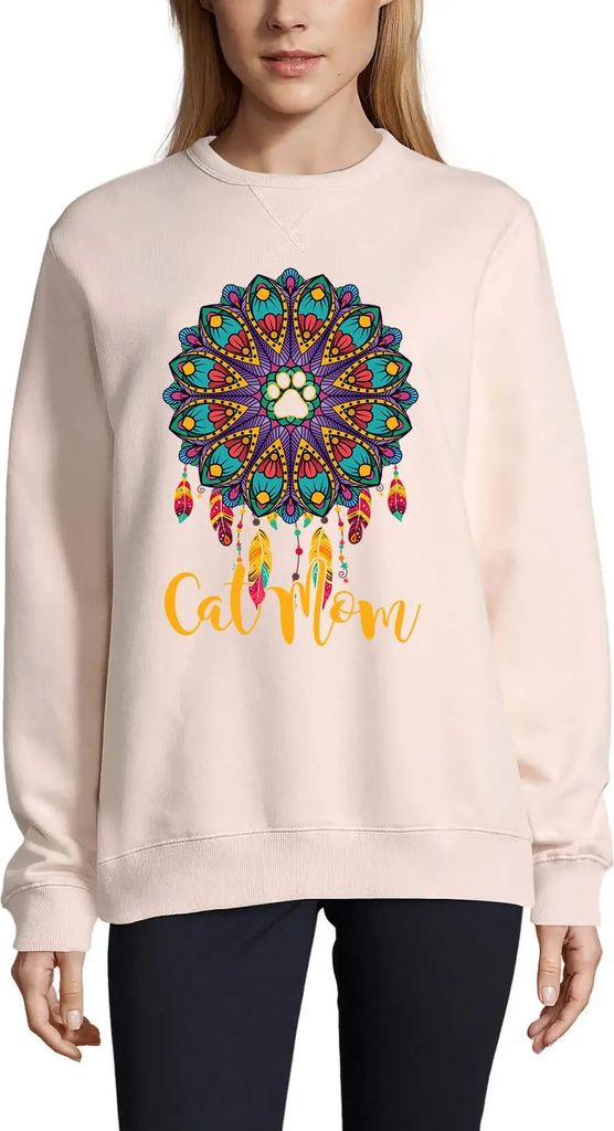 Damen Grafik Sweatshirt mit Aufdruck Katzenmama - Kätzchen lustig – Cat Mom - Kitten Funny – Öko-Verantwortlich Vintage Jahrgang Langarmshirt...