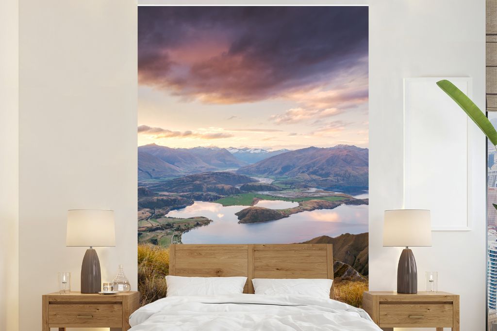 MuchoWow Fototapete für Wohnzimmer oder Schlafzimmer Wandtapete Vinyl Motivtapete Berg - See - Himmel - 200x300 cm - Wanddekorationen