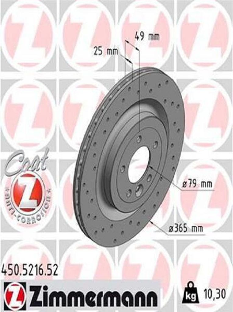 2x ZIMMERMANN Bremsscheibe 450.5216.52 für LAND ROVER Range Rover Sport (L494)