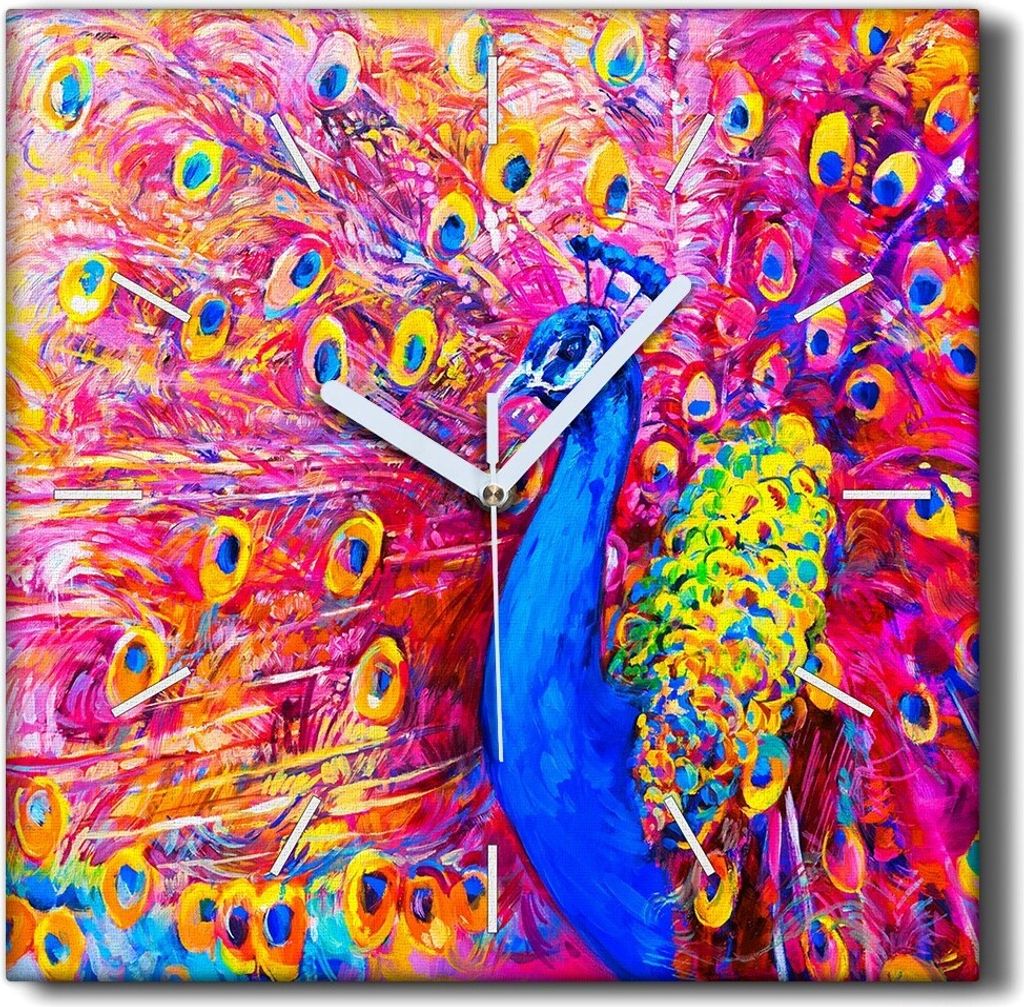 Coloray Hodiny Unikátní 30x30 cm Tiché hodiny Pro obývací pokoj a kuchyň Nástěnné hodiny Plátno Černé ručičky hodin - Zvířecí tlap...
