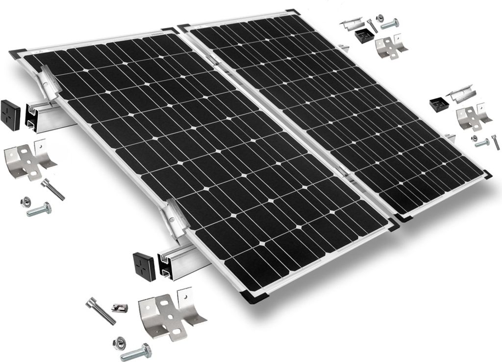 Befestigungskit mit Trapezklemmen für Blechdach 2 Solarpanel Rahmenhöhe 35mm