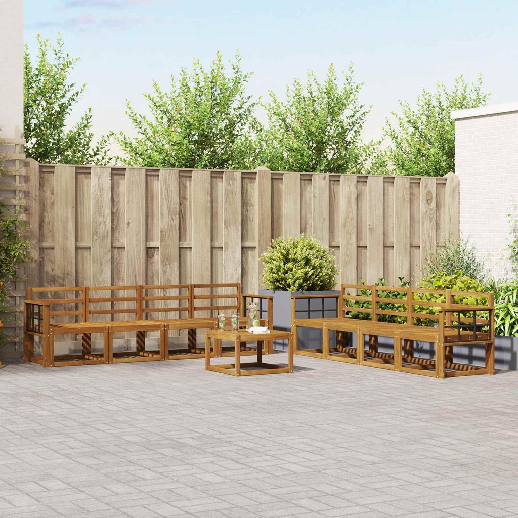 Outdoor-Sofagarnitur - VIDAXL - Terrassen-Sofa - 9 pcs - Natur Massivholz Akazie