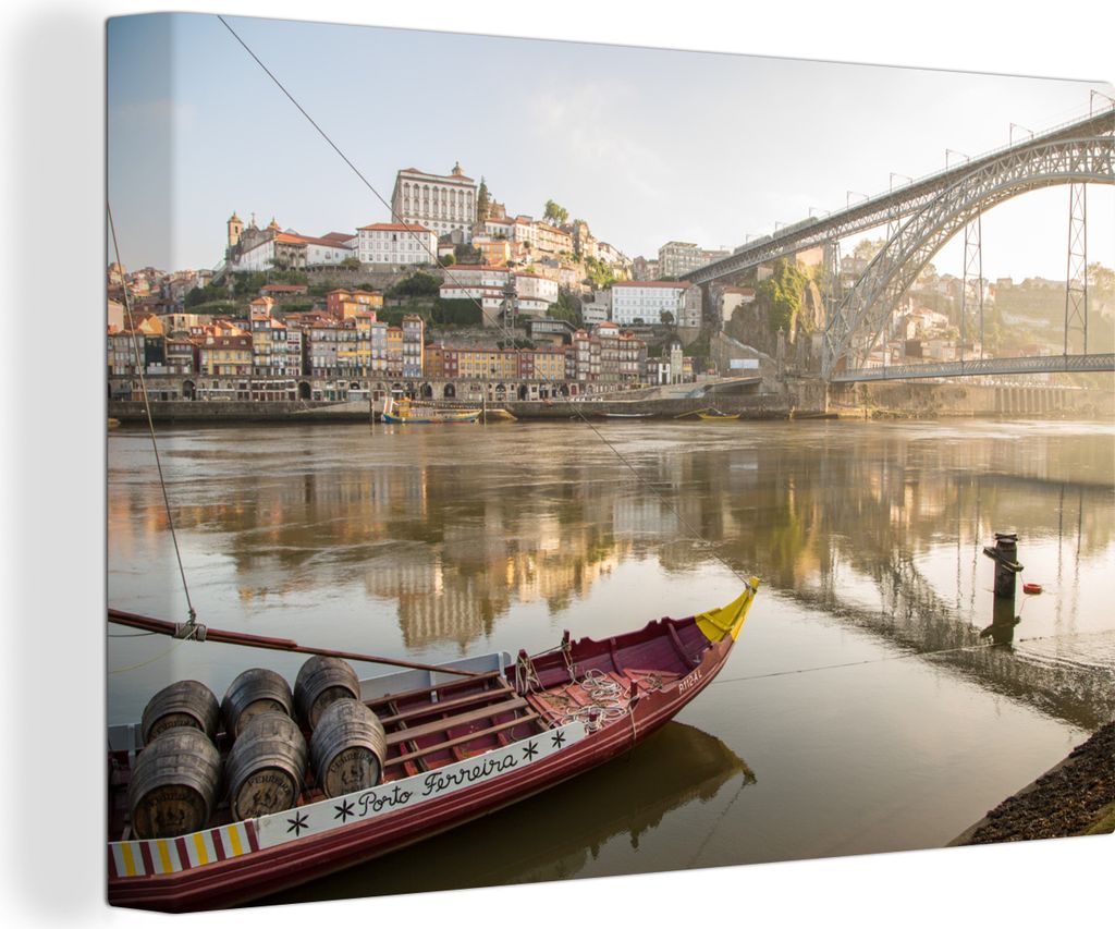 OneMillionCanvasses - Leinwandbilder - 140x90 cm, Boot - Portugal - Wasser, Wandbilder Kunstdruck Wanddekoration