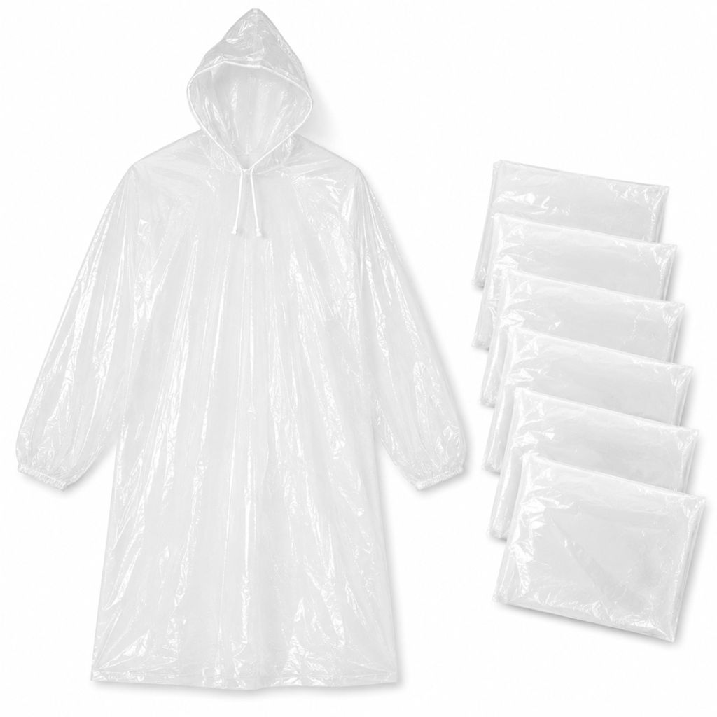 Regenponcho Set 6 Stuks - Fietsponcho - Regencape Productafbeelding 