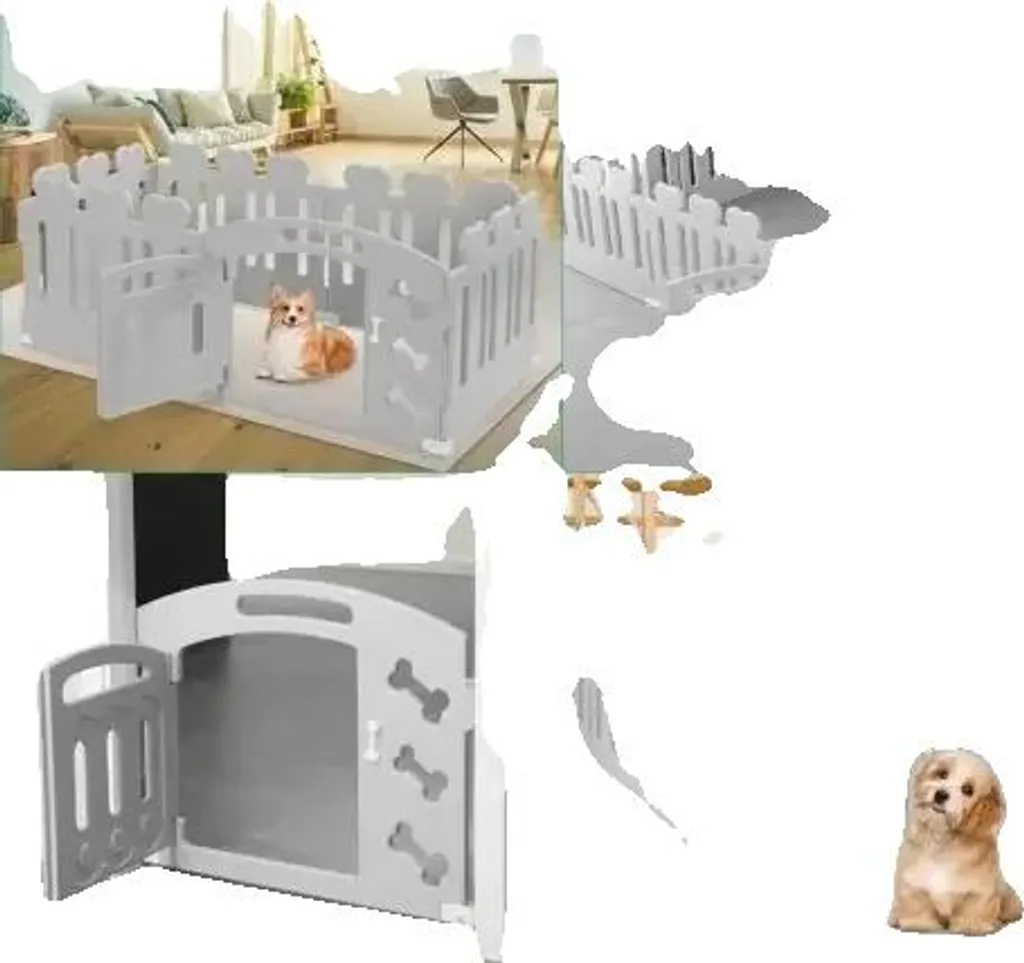 Enclos chiots ajustable XL 155x78x60cm avec porte de sécurité intégrée