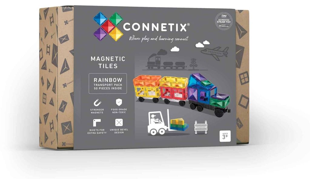 CONNETIX Magnetbausteine Regenbogen Transportieren Packen 50 Stück Fahrzeug 3+