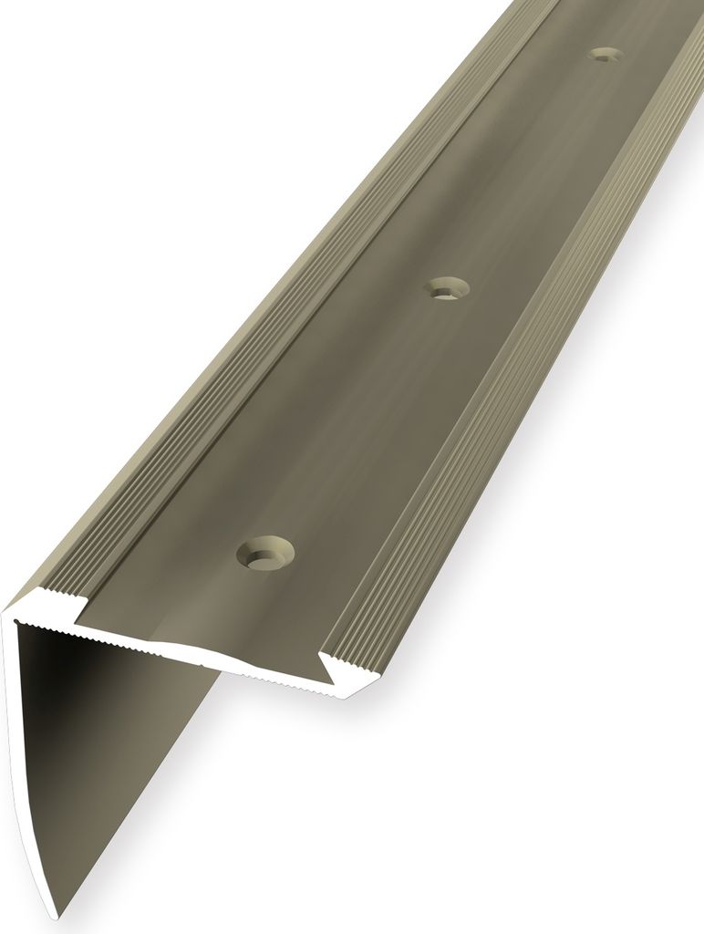 Treppenkantenprofil 46 x 42 x 2500 mm Winkelprofil Einfasshöhe 4 - 5 mm Aluminium Geriffelt Versenkt Gebohrt Sand Küberit