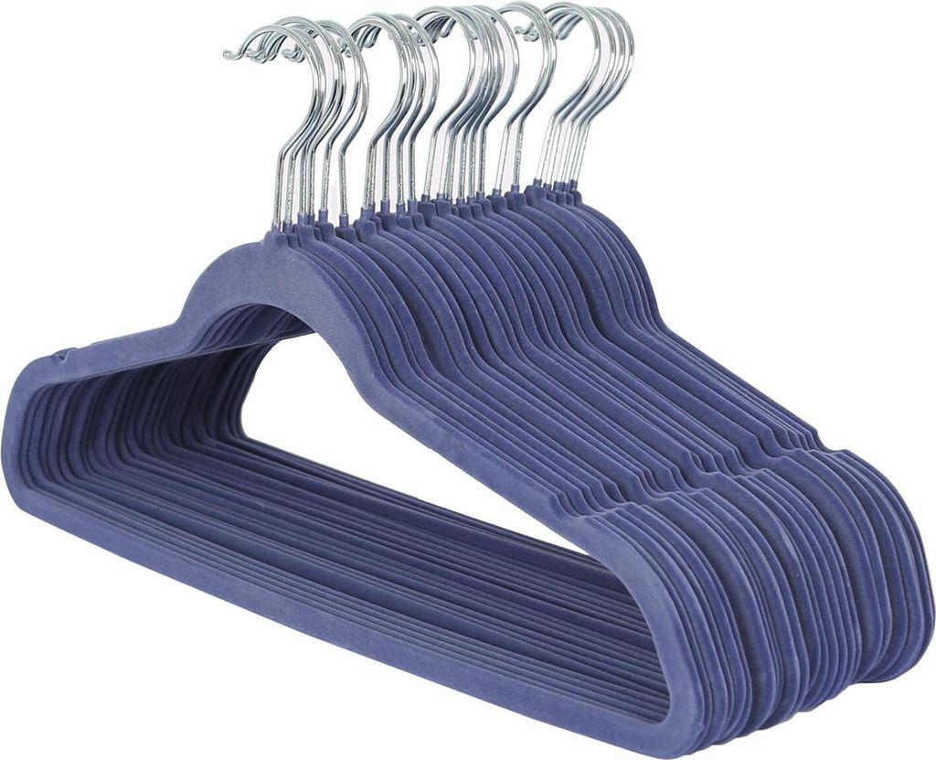 45 cm rutschfeste Samt-Kleiderbügel mit Schulterkerben – Blau – 25 Stück – von Harbor Housewares