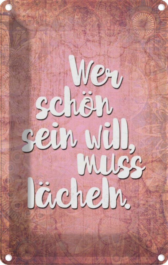 vianmo Blechschild 18x12 cm wer schön sein will muss lächeln Spruch Zitat