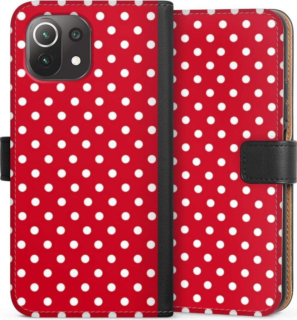 DeinDesign Klapphülle für Xiaomi Mi 11 Lite Handytasche Lederhülle Tasche Polka Dots Punkte Retro