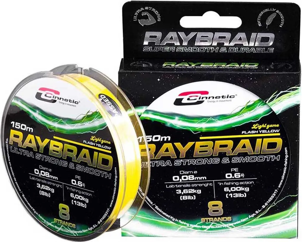 Cinnetic Raybraid Light Game Flash Tresse 150m Jaune 0.080mm Pêche