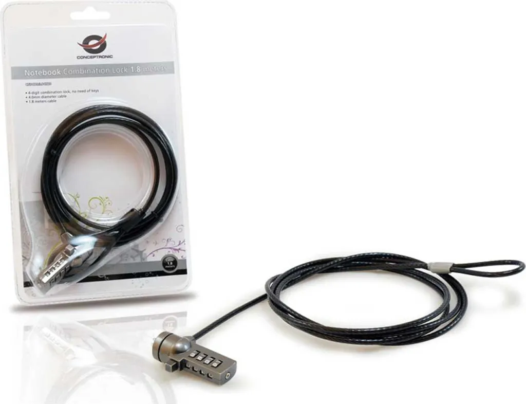 Antivol pour ordinateur portable Conceptronic CNBCOMLOCK18 à code 1.8m
