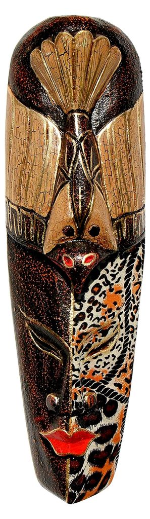 Batik Ethno Wandmaske 50 cm - Afrikanischer Stil aus Holz als Geschenkidee für Weihnachten und Geburtstage - Handgefertigte Schnitzerei von Bali