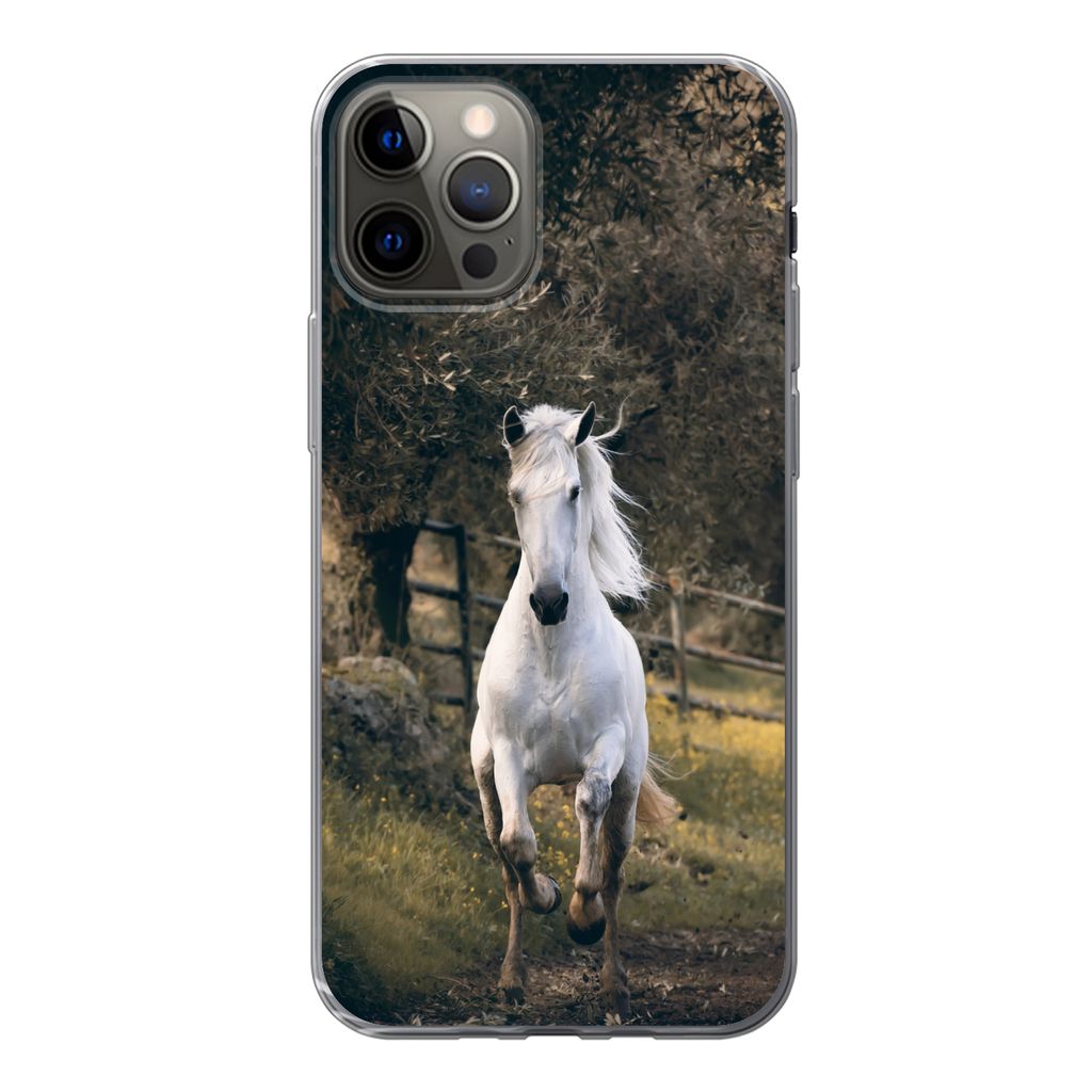 MuchoWow Handyhülle Schutzhülle Hülle für iPhone 13 Pro Pferd - Natur - Schlamm Silikon Softcase Handy Hülle - Handy-Tasche