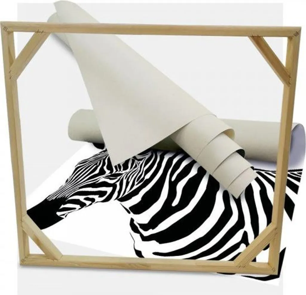 Zebra sx Stampa su Tela 80x80 - Quadro Robusto con Telaio in Legno