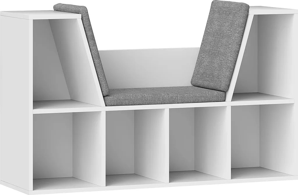 Bibliothèque Basse Gain de Place avec Banc pour Ranger et s'Asseoir