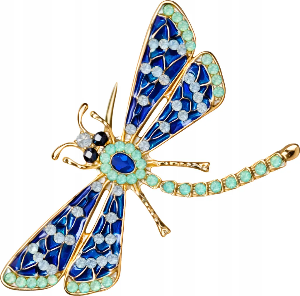 Spilla A Forma Di Libellula Con Strass In Cristallo – Gioiello Donna E Ragazza, Elegante E Brillante, 9x7,5 Cm