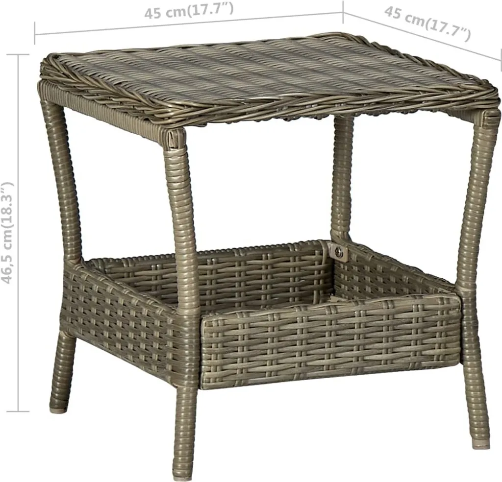 Table d'appoint extérieure en poly rotin marron durable de 45x45x46 cm - 5