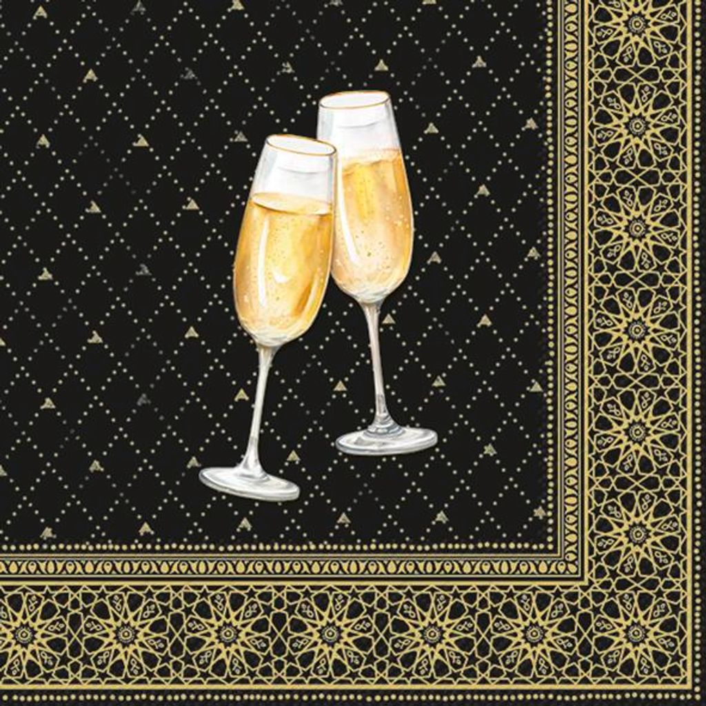 Servietten 25x25 cm - GOLDEN DRINKS black gold