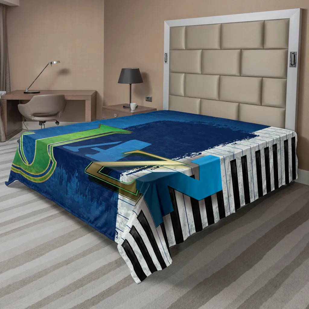 ABAKUHAUS Drap Plat Jazz Music 260x228 cm en Microfibre Blanc et Vert