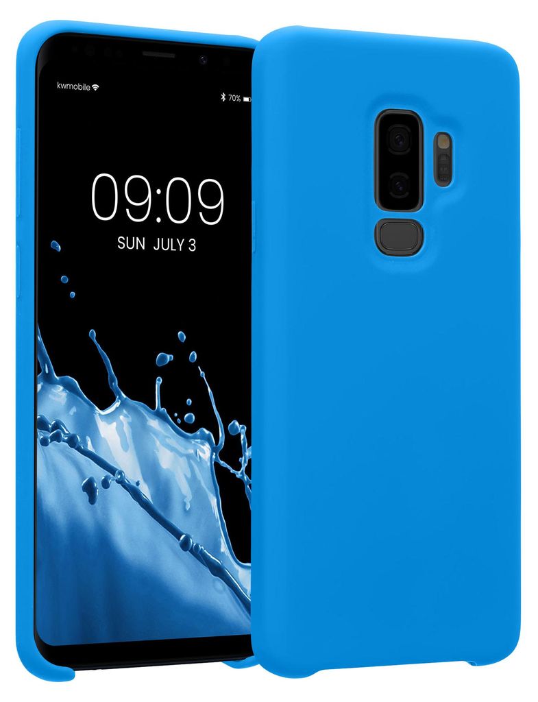 kwmobile Handyhülle für Samsung Galaxy S9 Plus Hülle - Case Silikon - Kabelloses Laden - Schutzhülle Cover in Strahlend Blau
