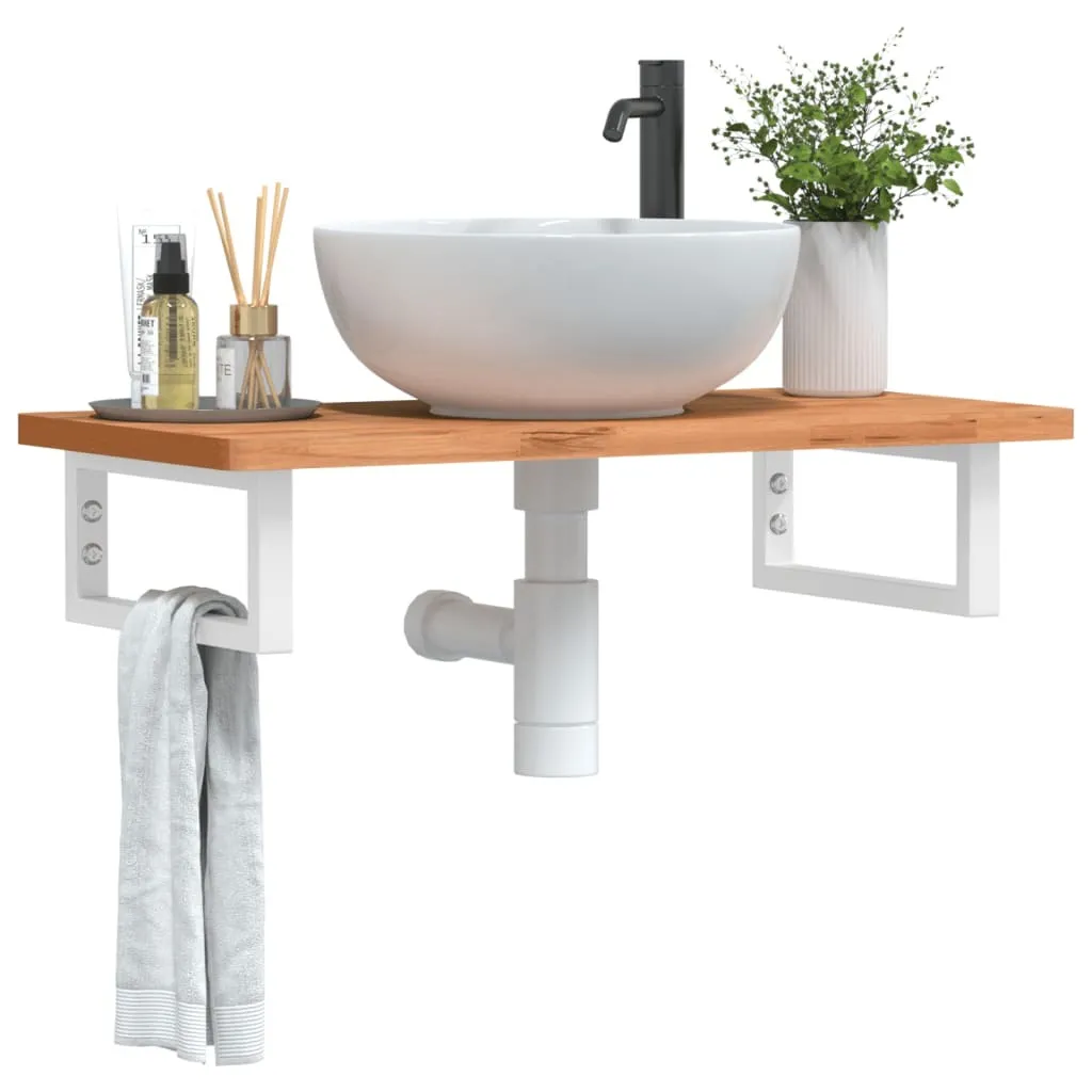 Top Lavabo d'Eccellenza: Faggio Massiccio e Acciaio Cloris New3234547