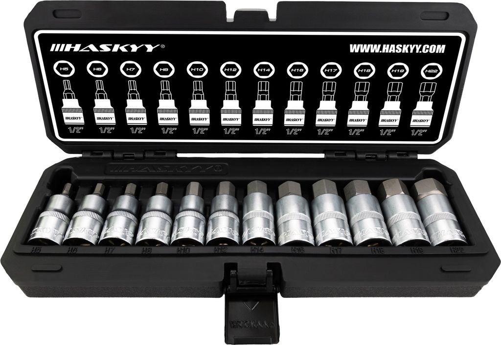 HASKYY Innensechskant Steckschlüsselsatz 12tlg. 1/2" 5-22mm Produktbild 