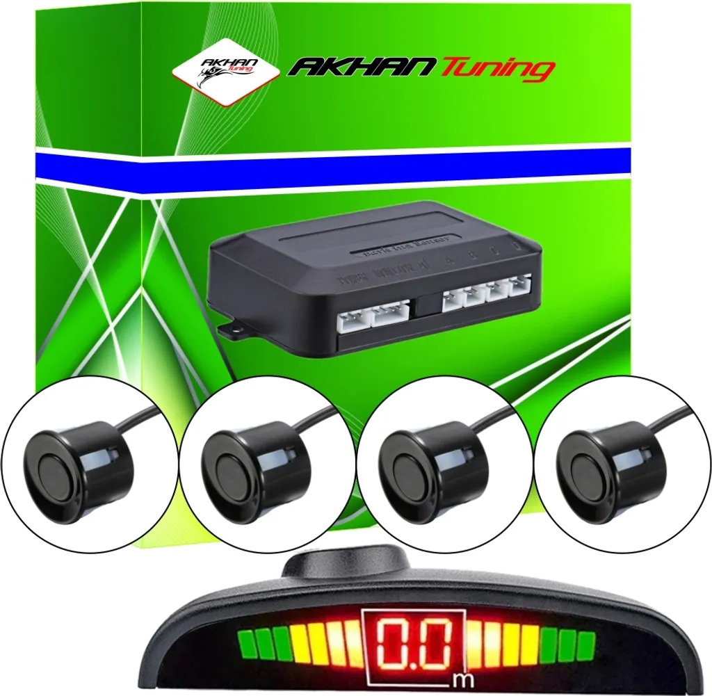 Sistema Ausilio Parcheggio PS034B Nero - 4 Sensori Ultrasuoni 12V