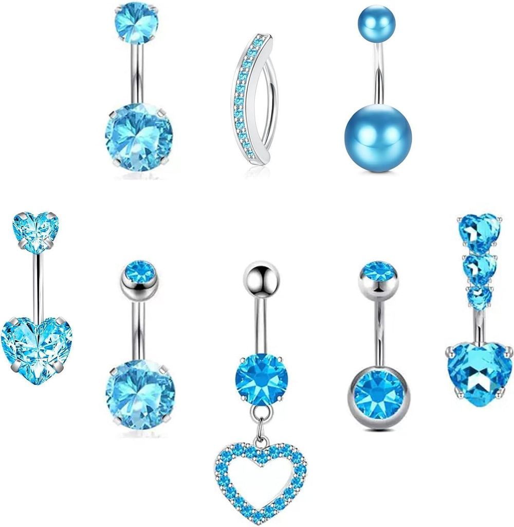 Bauchnabelpiercing Set 14G Chirurgenstahl CZ Herz Produktbild 
