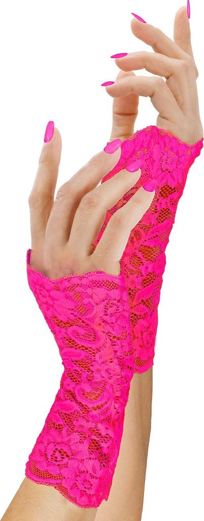 Spitzenhandschuhe Pink – Auffälliges Accessoire für 80er Produktbild 