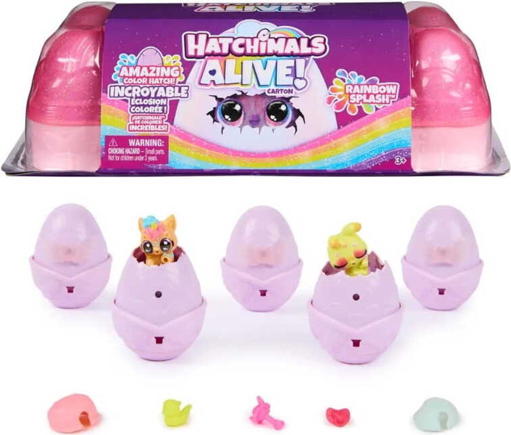 SPIN MASTER | Hatchimals Set - 5 Eier - Regenbogen Splash - Magisches Ausbrüten - Kreatives Spielzeug
