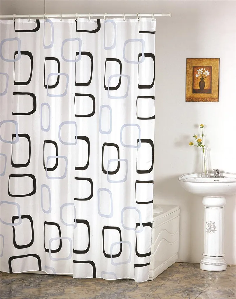 MSV Tenda da doccia antimuffa - Antibatterica, lavabile, impermeabile - Poliestere, "Vintage" 180x200cm
