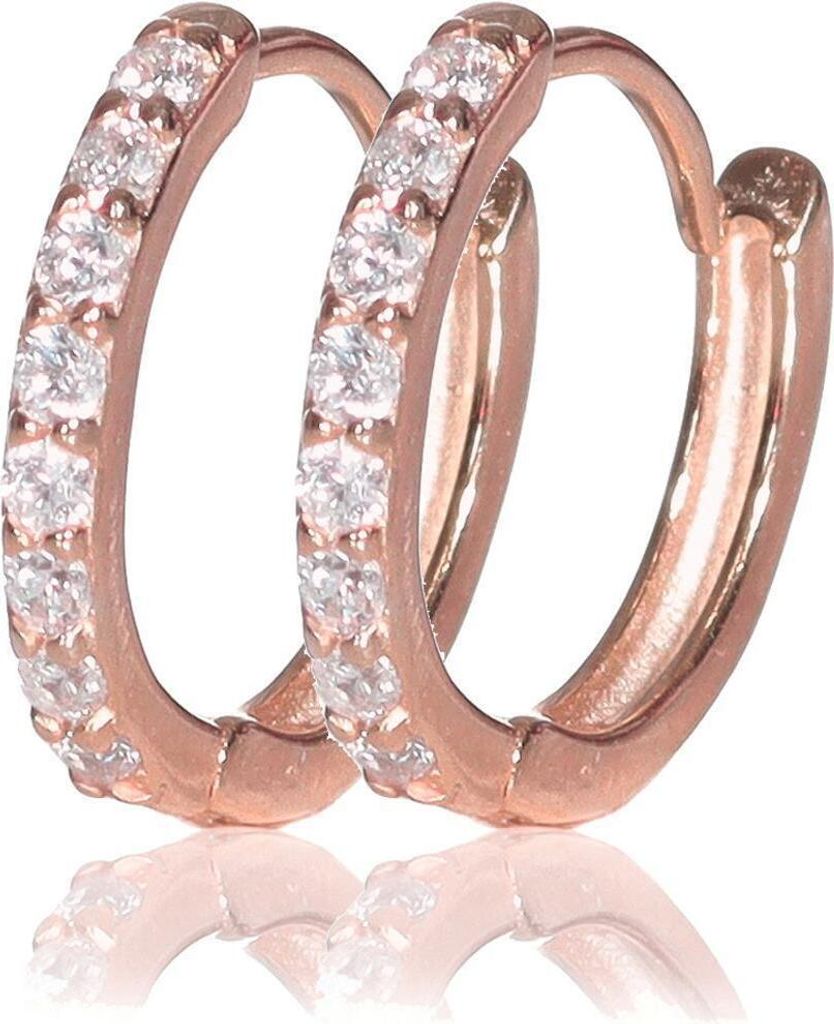 Ohrring Paar 925 Sterling Silber 18K Vergoldet; Rosegold/7 mm