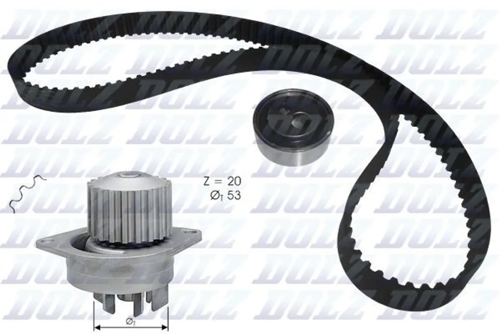 Pack entretien distribution Peugeot 205 et 106 : Kit DOLZ KD120 complet