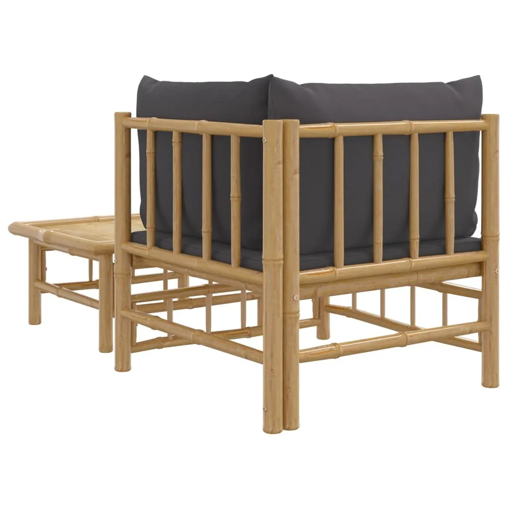 set da giardino a 2 pezzi con cuscini in bambù grigio scuro - 5
