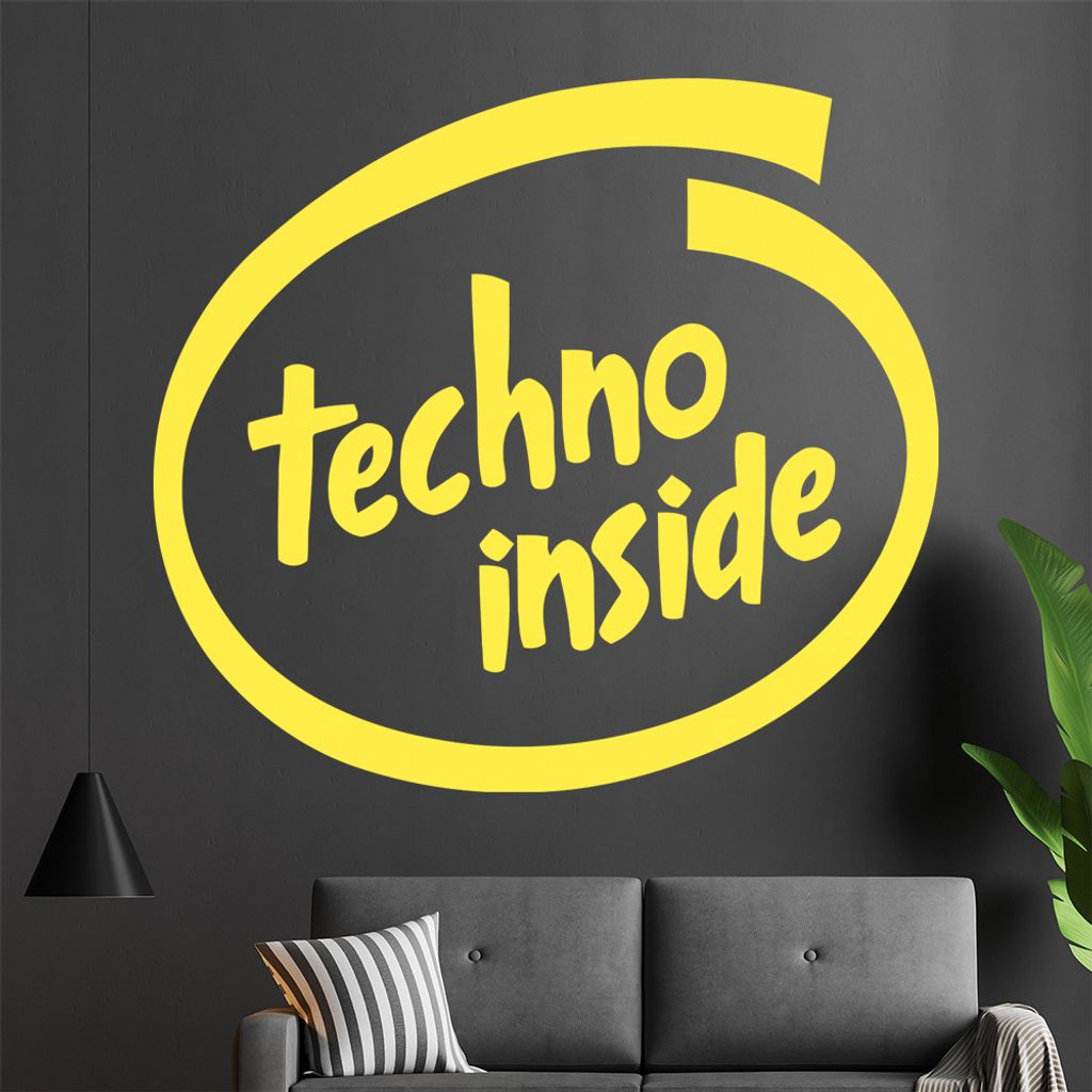 techno inside Wandtattoo in 6 Größen - Wandaufkleber Wall Sticker - Dekoration, Küche, Wohnzimmer, Schlafzimmer, Badezimmer