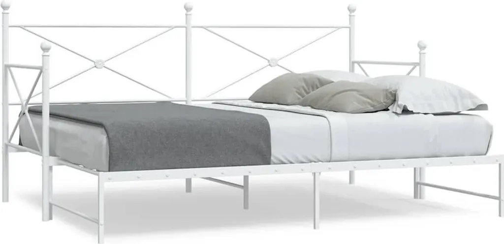 Lit de jour en acier blanc avec sommier extensible 90x200 cm robuste - 2