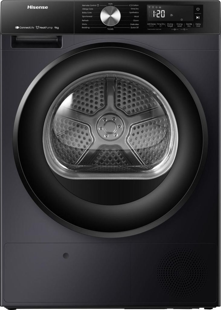 Hisense DH3S902BB3 3S, Freistehend, Frontlader, Schwarz, Produktbild 