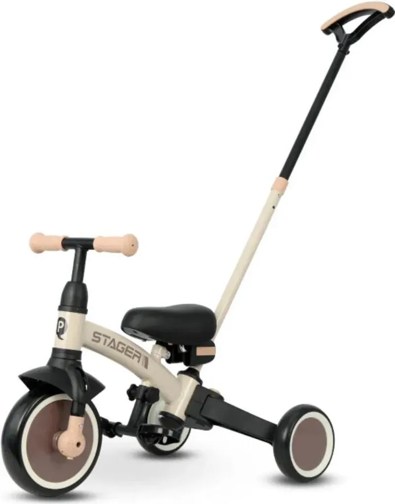Tricycle Poussette Qplay 3 en 1 Pliable et Maniable Coloris Argenté