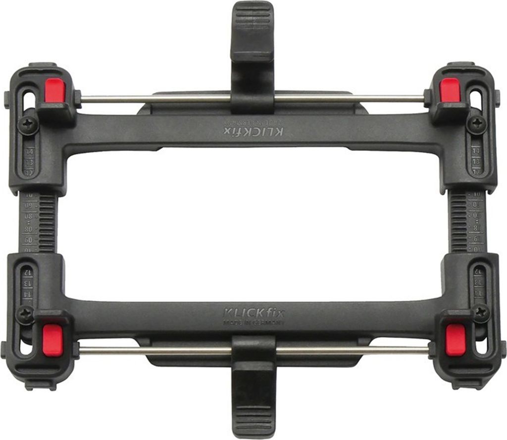 A black bicycle accessory mount is shown against a white background.