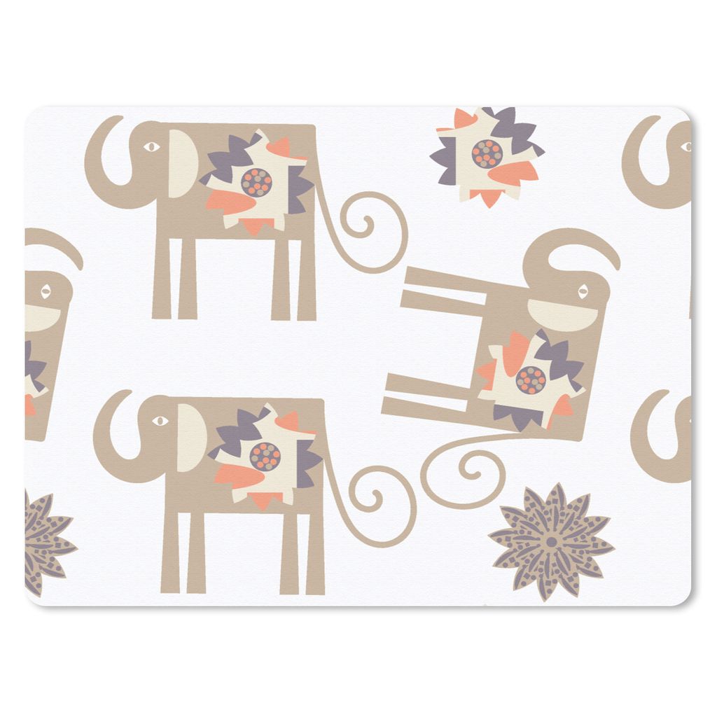 MuchoWow Mauspad Mousepad Blumen - Elefant - Muster 40x30 cm - Mousepads - Maus Mat - Pad - Mausunterlage - Anti Rutsch