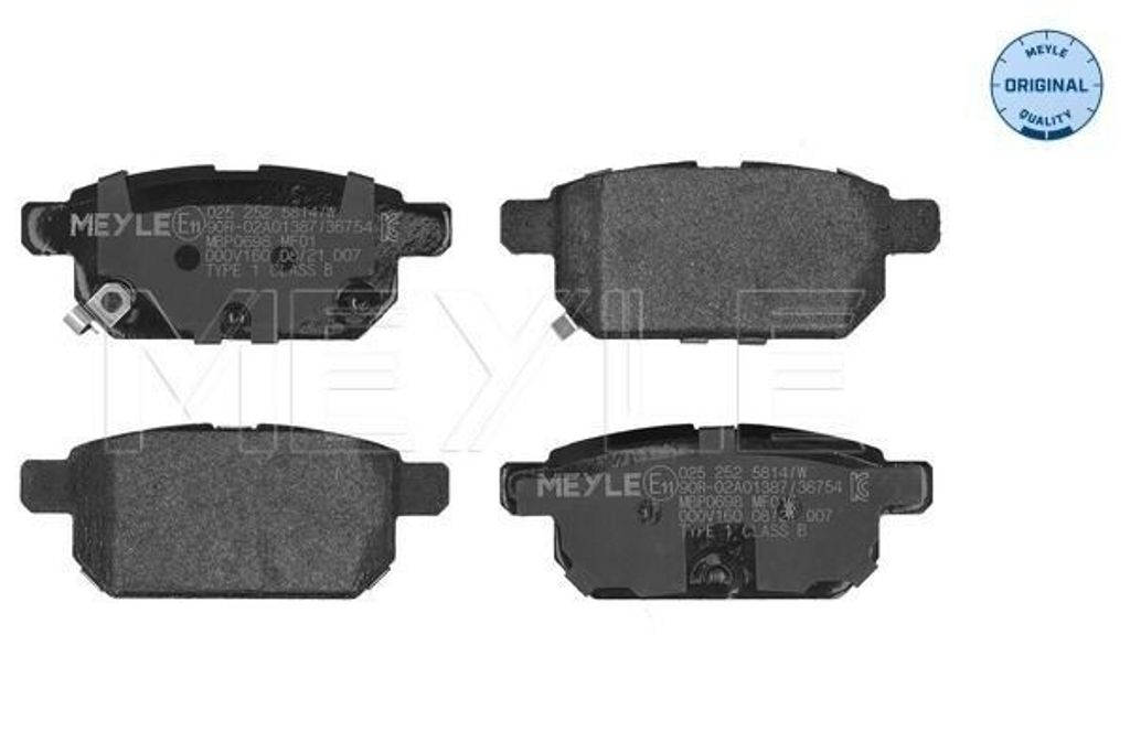 MEYLE 025 252 5814/W Bremsbeläge Hinten für SUZUKI SWIFT IV (FZ, NZ) VITARA (LY) SWIFT V (AZ) SX4 S-Cross (JY) Baleno II Schrägheck (FW, EW)