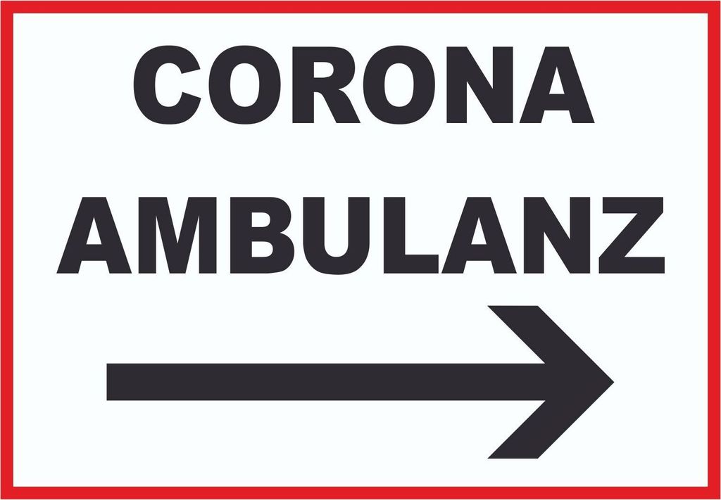 Corona Ambulanz Pfeil rechts Schild A4 (210x297mm)
