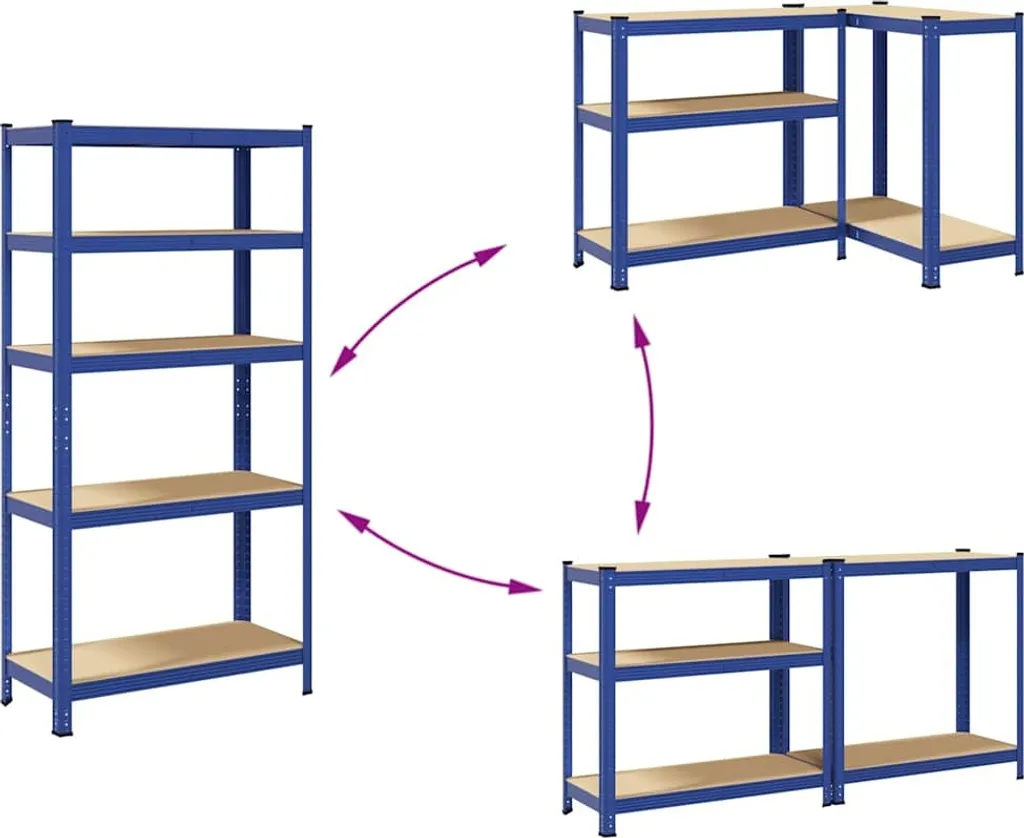 Étagère robuste en acier et bois composite, 5 plateaux modulables