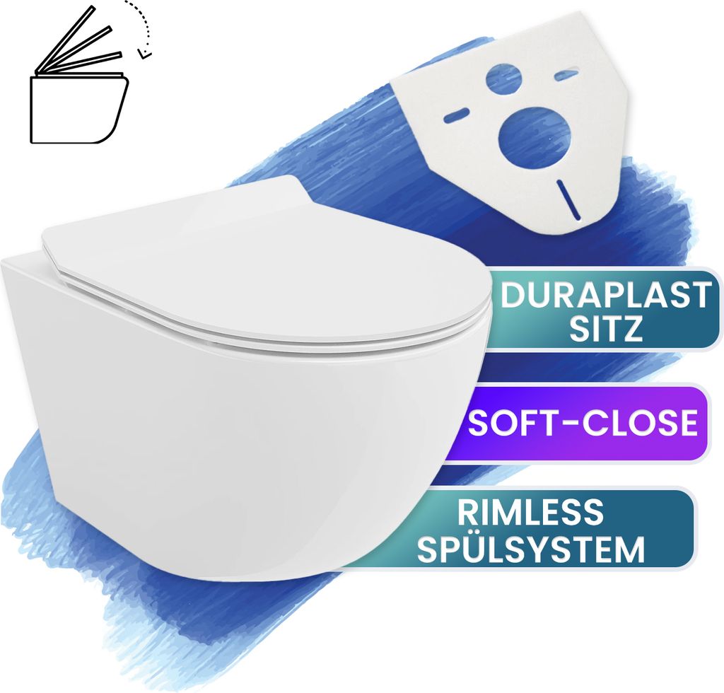 BADLAND Spülrandloses Hänge-WC Desna inkl. Slim WC Sitz mit Produktbild 