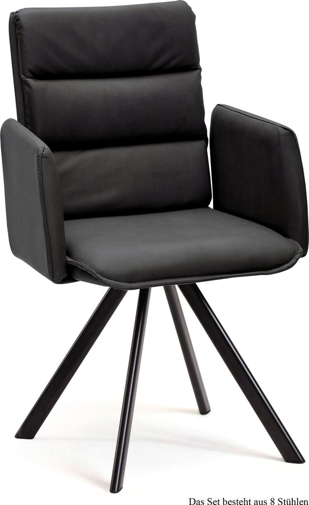 Armlehnstuhl (8er-Set) Debby 52x92x60 Schwarz/Anthrazit