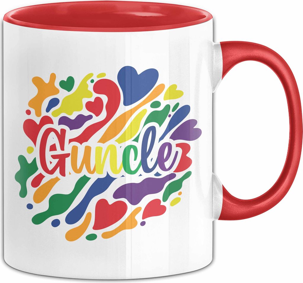 LGBTQ Tasse Geschenk Lesben Schuwle Geschenkidee Gay Pride Gay Uncle Onkel Kaffee-Becher (Rot)